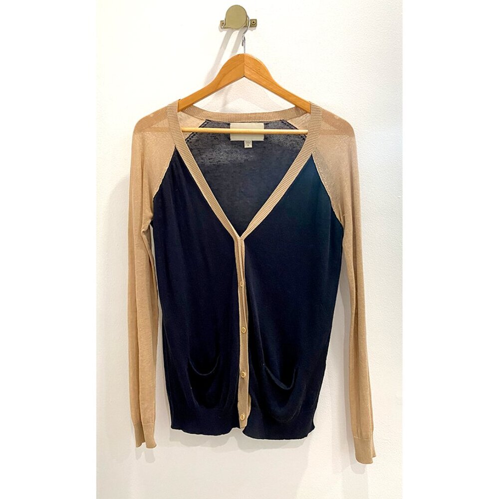 Brochu Walker | Navy & Cream Linen-Cotton Cardigan – Size S